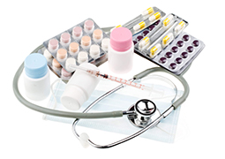 Pills, medication and doctor's equipment